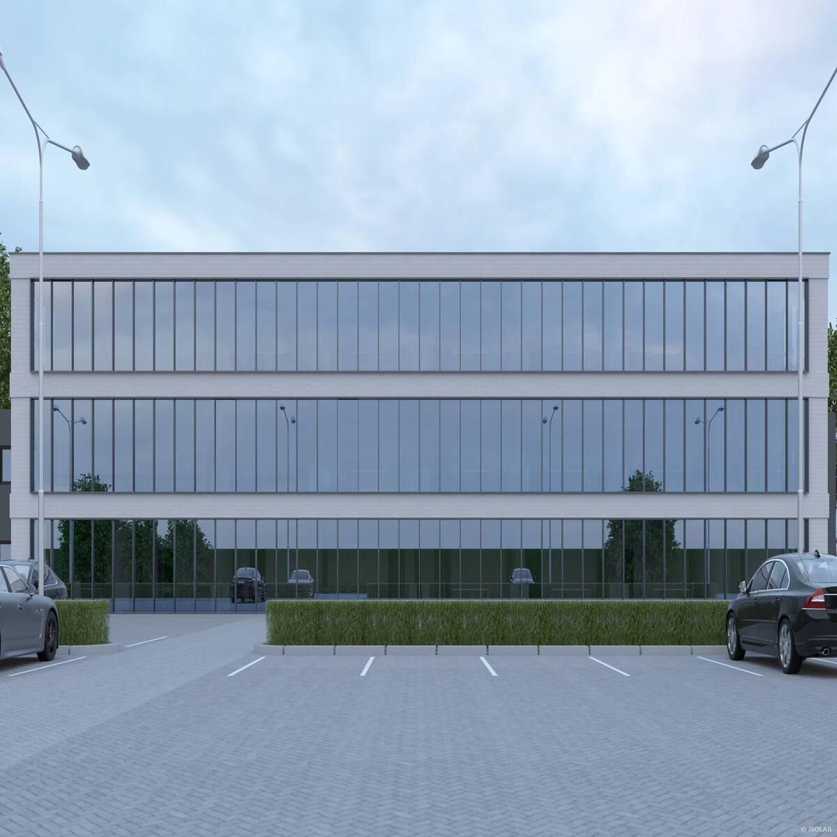 SOLARLUX® sunbelt A61 combines strong heat protection with balanced daylight and natural color rendering, creating a clear and refined façade appearance in full sun.