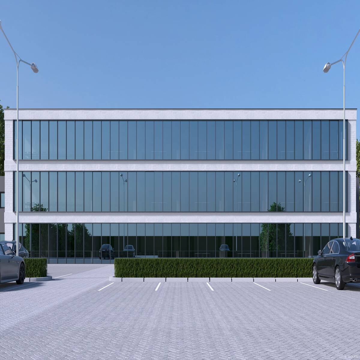 The ISOLAR SOLARLUX® sunbelt A51 glass from Arnold Glas offers excellent heat protection, high light transmission, and a naturally clear façade appearance in direct sunlight.