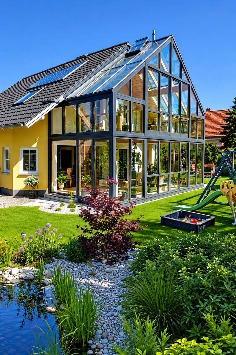 Klimaschutz fängt bei den richtigen Verglasungen an. Foto: BF/Saint-Gobain Glass/BAUMANN Wintergarten