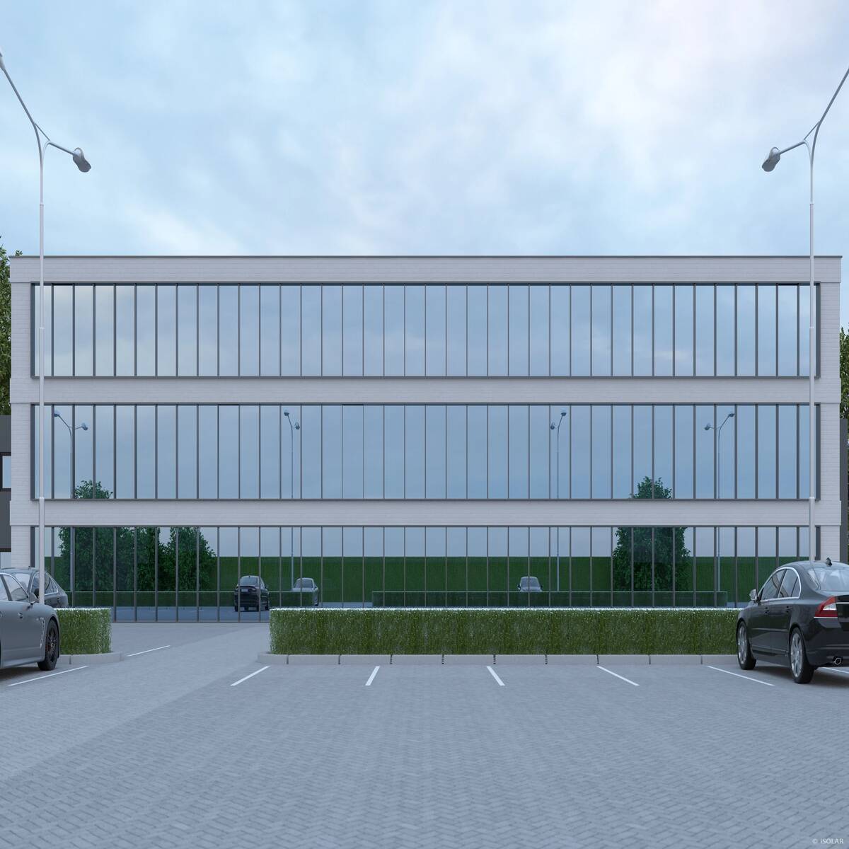 SOLARLUX® sunbelt ocean by Arnold Glas combines effective heat reduction with refined light transmission and a cool, neutral-blue appearance for modern architecture in full sun.