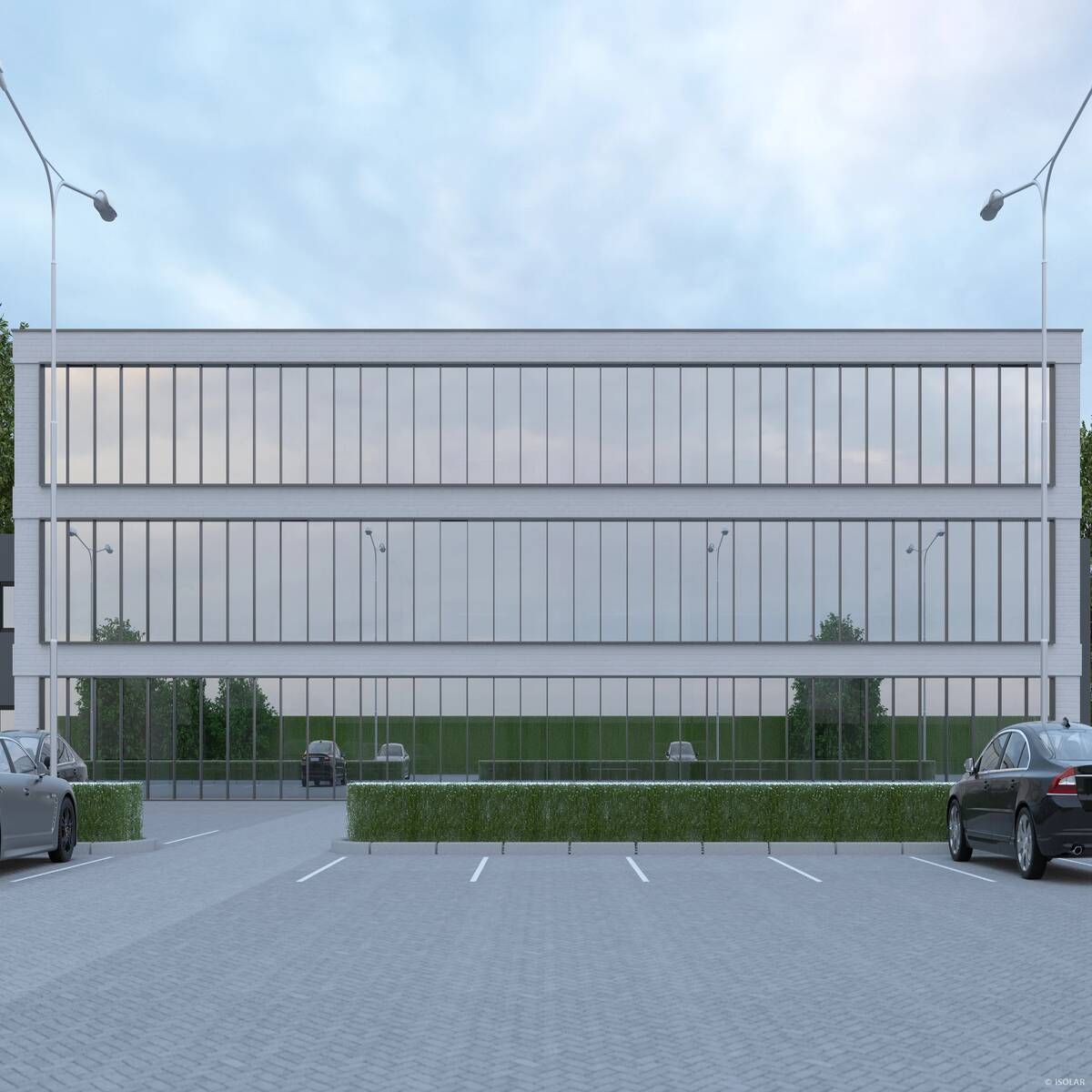 SOLARLUX® sunbelt D50 by Arnold Glas provides strong heat reflection, high light transmission, and subtle grey reflection for bright, modern architectural façades.