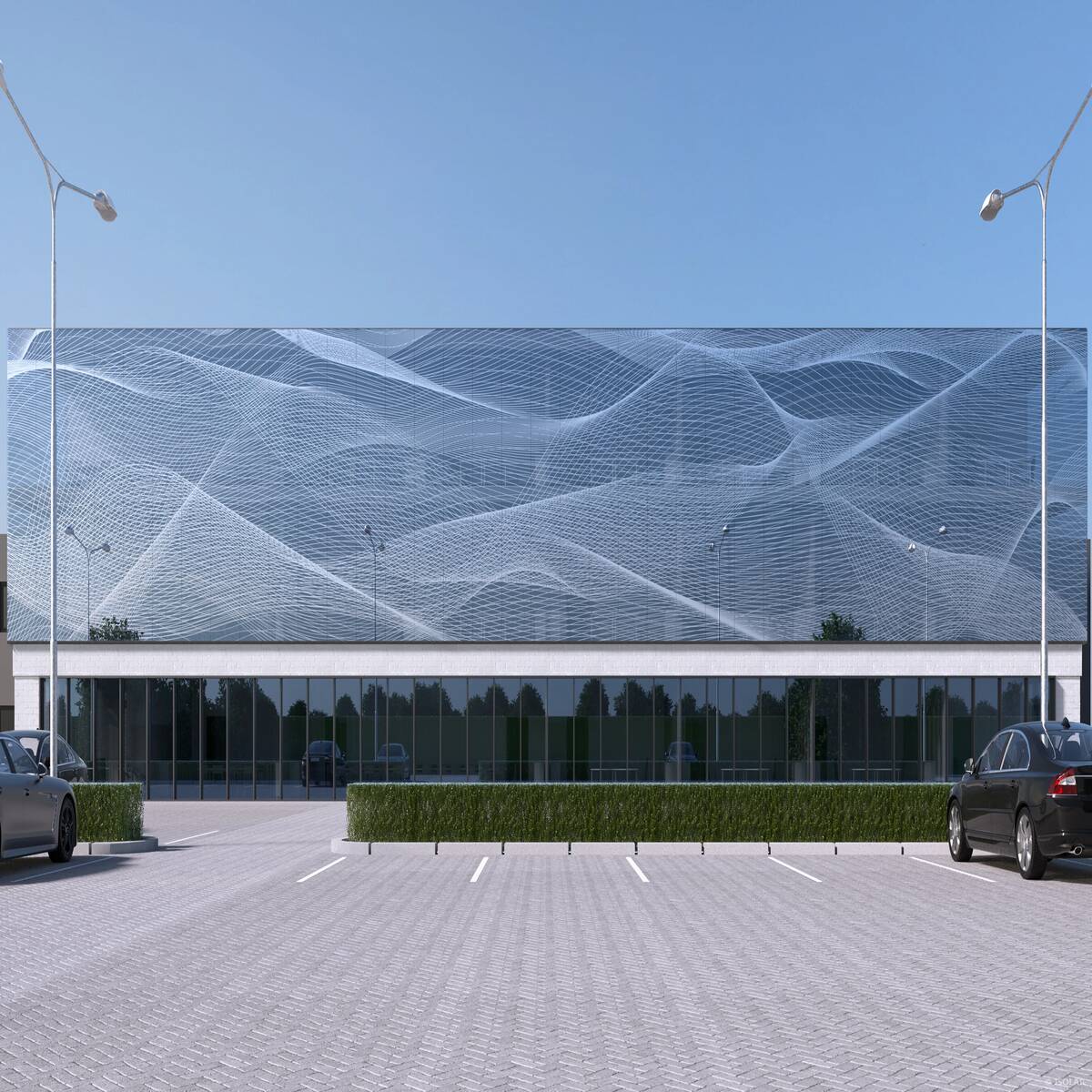 DEKOREX® decodesign A70 by ISOLAR integrates a delicate 10% print structure, enhancing transparency while providing gentle shading and visual texture for contemporary architecture.