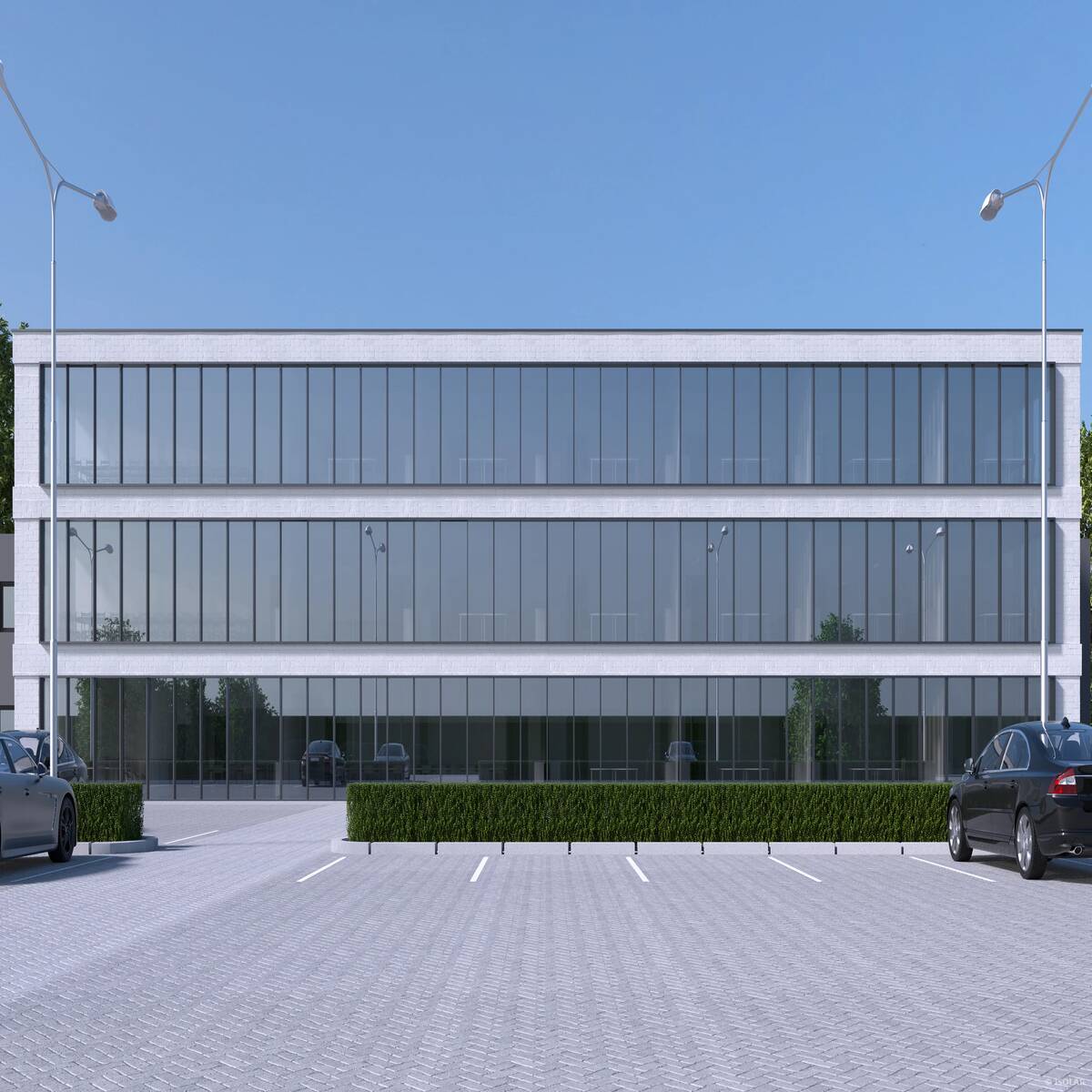 The ISOLAR SOLARLUX® sunbelt bright glass from Arnold Glas offers strong solar protection with brilliant light transmission and a clear, neutral façade appearance in full sunlight.