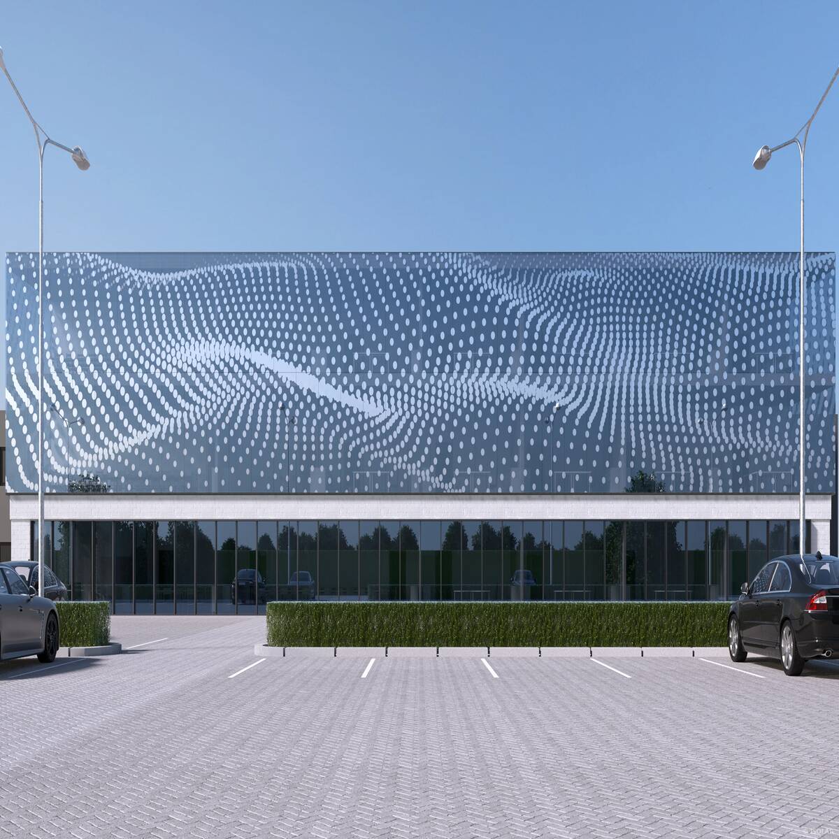 DEKOREX® decodesign A70 by ISOLAR features a delicate 10% printed structure that maintains transparency while adding gentle shading and refined visual texture for contemporary architecture.