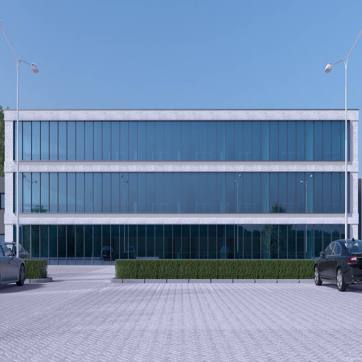 ISOLAR SOLARLUX® sunlite grey 65 solar control glass offers a balanced combination of light transmission, thermal protection, and neutral grey reflection – ideal for modern facades in direct sunlight.